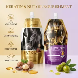 Keratin Hair Repair Mask & Conditioner Set 350g Each, Deep Moisturizing & Nourishing, Smooth Texture, Nut Oil Formula, Hydrates Dry Hair, Suitable for All Hair Types