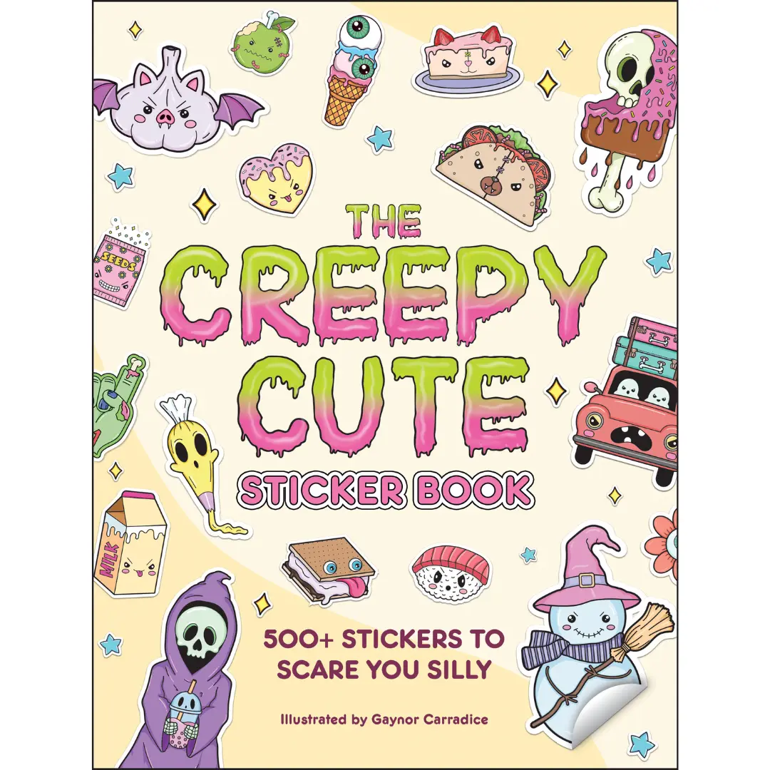 The Creepy Cute Sticker Book, Goth Meets Cute Stickers with Sinister Yet Sweet Vibe, Skull Cone Mashup & Spider Snowmen Designs for Crafts & DIY Hobbies