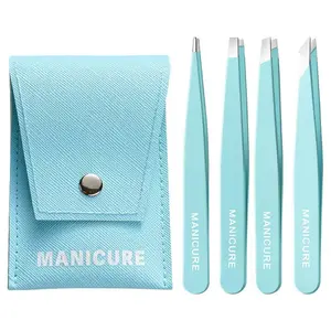 Professional Tweezers Set for Eyebrow Hair Removal, 4pcs/set High-precision Eyebrow Tweezers with Storage Bag, Beauty Tool for Personal Care, Makeup, Makeup Tools Set