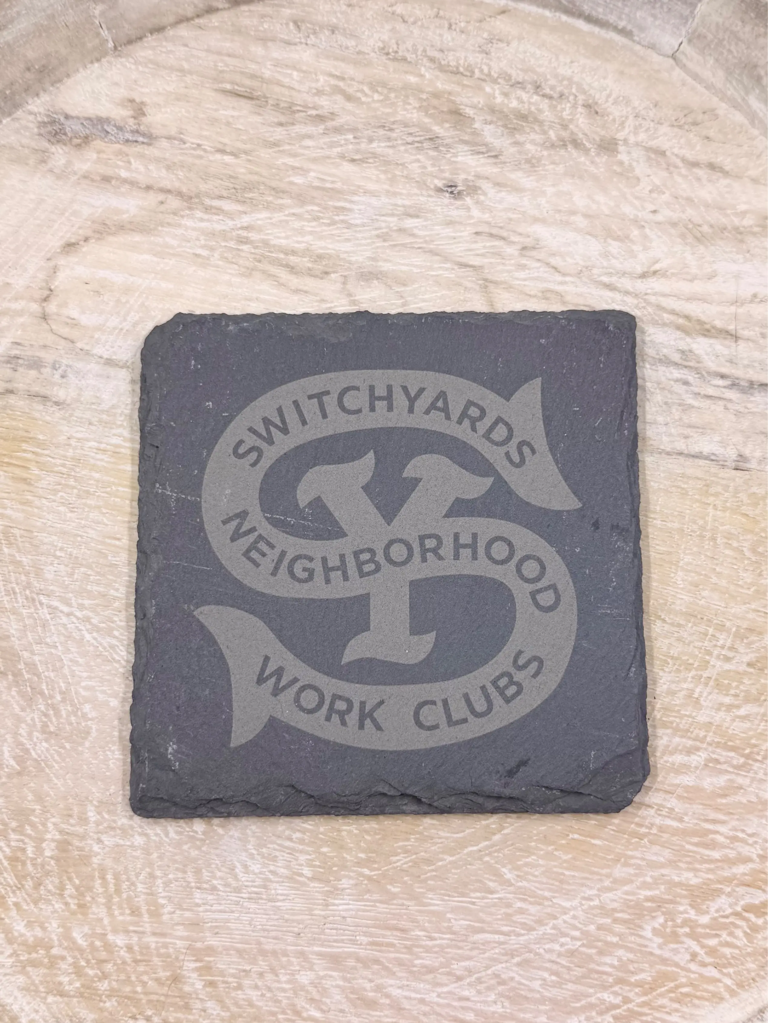 Custom Engraved Slate Coaster – Personalized Logo, Name or Monogram Stone Coaster