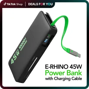 mfish Fast 45W 10000mAh Power Bank with Auto-Retractable Cable and Digital Display  for iPhone 16/15 Series, Galaxy, MacBook dealsforyoudays