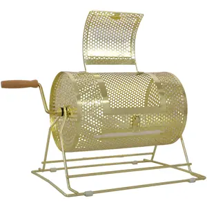 Raffle Ticket Spinner - 12 x 8 Raffle Drum Lottery Spinning Drawing, Brass Plated Raffle Tickets Roll Box with Wooden Turning Handle Holds 2500 Tickets or 100 Ping Pong Balls for Events