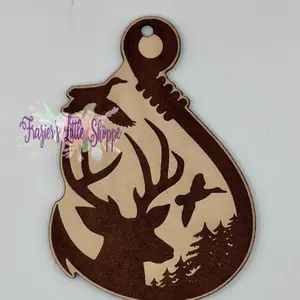 Fish hook, deer, duck Leather freshie-  Stylish Long Lasting Fragrance for Small Spaces Trendy Design Custom Scent Options Perfect for Cars and Offices