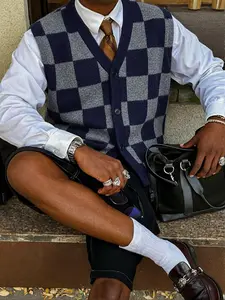 Men's Women's Casual Loose Fit Knit Sweater Vest, Sleeveless Button Front, Spring & Fall Fashion, Versatile Layering Piece, Knitted