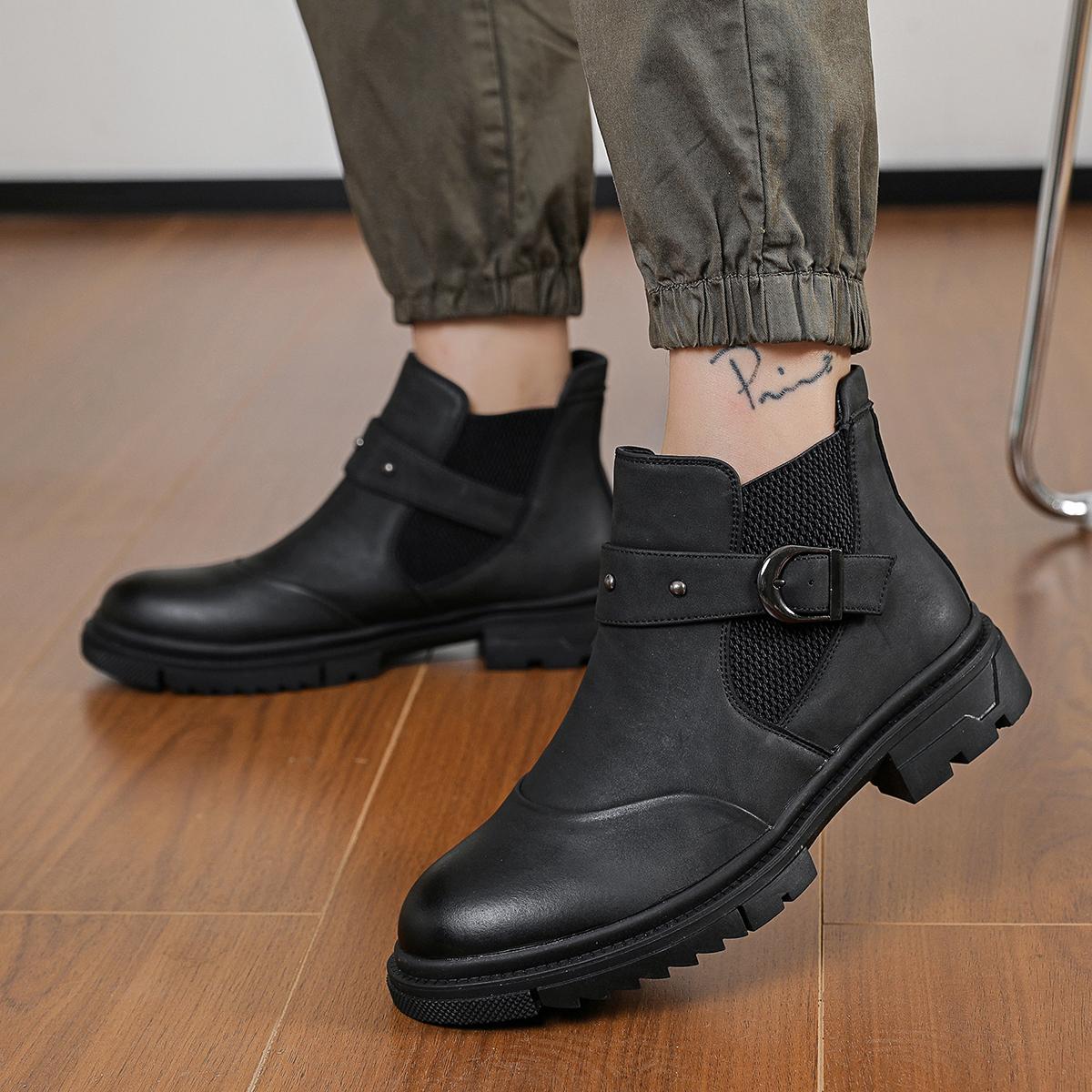 Men’s loafers, high-heel ankle boots, non-slip men’s shoes, trendy men’s boots, durable, stylish, retro, classic men’s shoes
