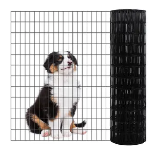 Black PVC Coated Welded Wire Fence 36 Inch x 49 Foot, 2 x 3 Inch 16GA Garden Border Fencing Roll Metal Wire Mesh Animal Barrier Fence for Yard Plant Vegetable Protection Dog Poultry Netting