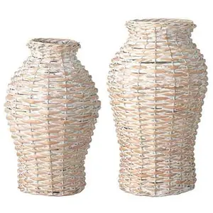 Whitewash Woven Vases