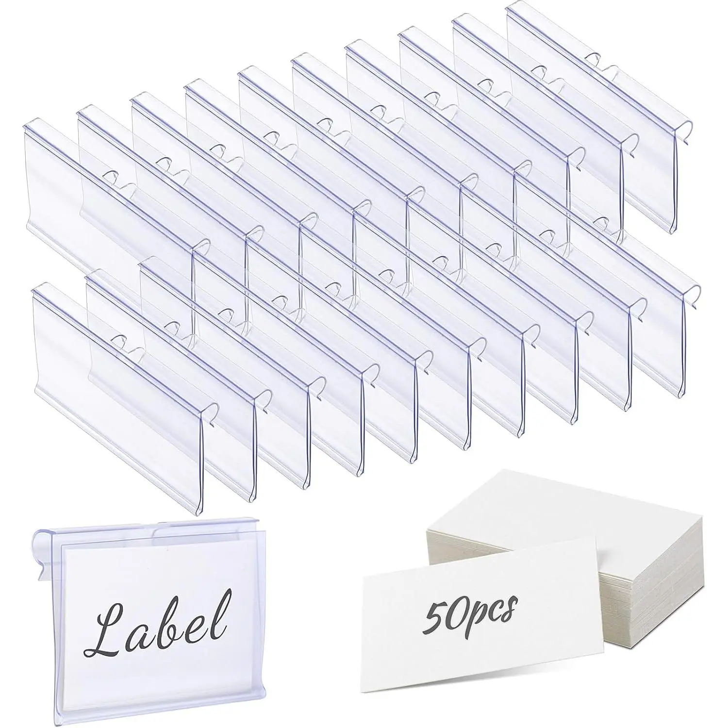 50 PCS Clear Plastic Label Holders for Wire Shelf Retail Price Label ...