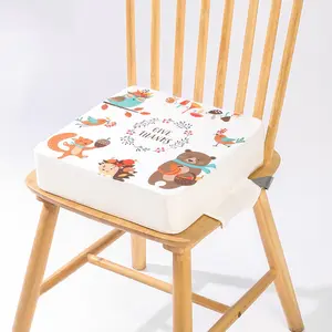 Cartoon Upholstered Booster Seat, Height-Adjustable Dining Chair Cushion, Baby Feeding High Chair Pad, Stroller Seat Raiser