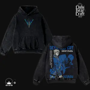 Devil May Cry Graphic Shirt Vergil Yamato Sword Pop Art Vintage Washed Oversized T-Shirt Dark Fantasy Hoodie Son Of Sparda Edgy Streetwear Y2K Merch Tee Gift For Game Fan Clothes