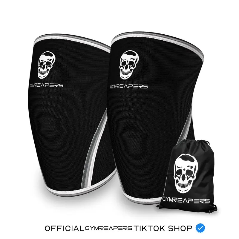 Gymreapers 7MM Neoprene Knee Sleeves Pair for Squats Deadlifts Leg Day Powerlifting Support with Reinforced Stitching USAPL IPF USPA Approved & Free Gym Bag Included