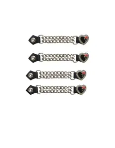 Heart and Rose Black Chrome Motorcycle Vest Extender with Bling Bling Chains  4 pack