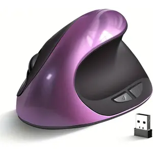 F-MUW01  Ergonomic Mouse Wireless, Vertical Mouse Right Handed Small Mouse with 6 Buttons 1000/1200/1600 for Laptop,Desktop,PC, MacBook(Purple AA)