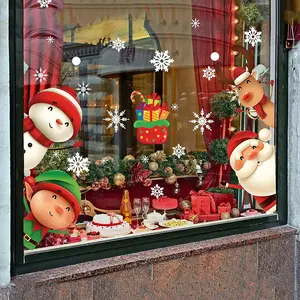 82PCS Smooth Decorative Christmas Snowflake Window Clings Stickers for Glass, Xmas Indoor Holiday Decorations with Santa Claus, Reindeer Decals for Parties