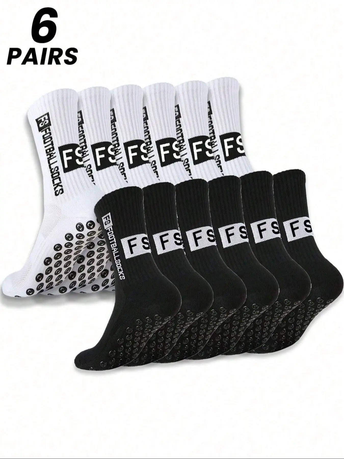 6 pairs of sports socks, unisex, non-slip, Grip Socks, for soccer, basketball, baseball, rugby, soccer, cycling, running, hiking, tennis, skateboarding, towel sole shockproof, professional sports socks, Tubesocks, Athletic Socks