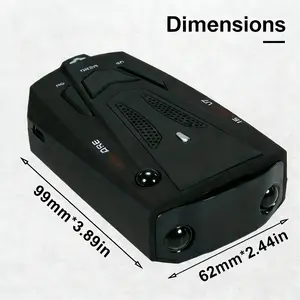 Matte Black 16 Band V7 Car Radar Detector, 360° Full Coverage Laser Detection with Real-Time Voice Alert, Adjustable Brightness, Complete Set with Suction Mount & 12V Power Adapter, Universal Driving Safety Accessory for Cars, Trucks, SUVs Daily Road Use