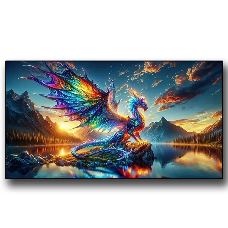 Colorful Winged Dragon DIY Diamond Painting Kit, Large 5D Diamond Art Set for Adults, Perfect for Home Wall Decoration & Creative Fun
