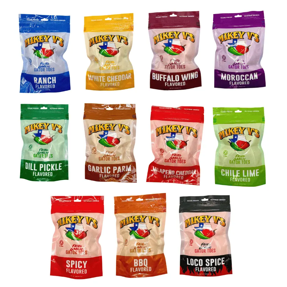 Mikey V’s Complete Gator Toes Combo- 11 Flavors of Crispy Fried Garlic Snacks