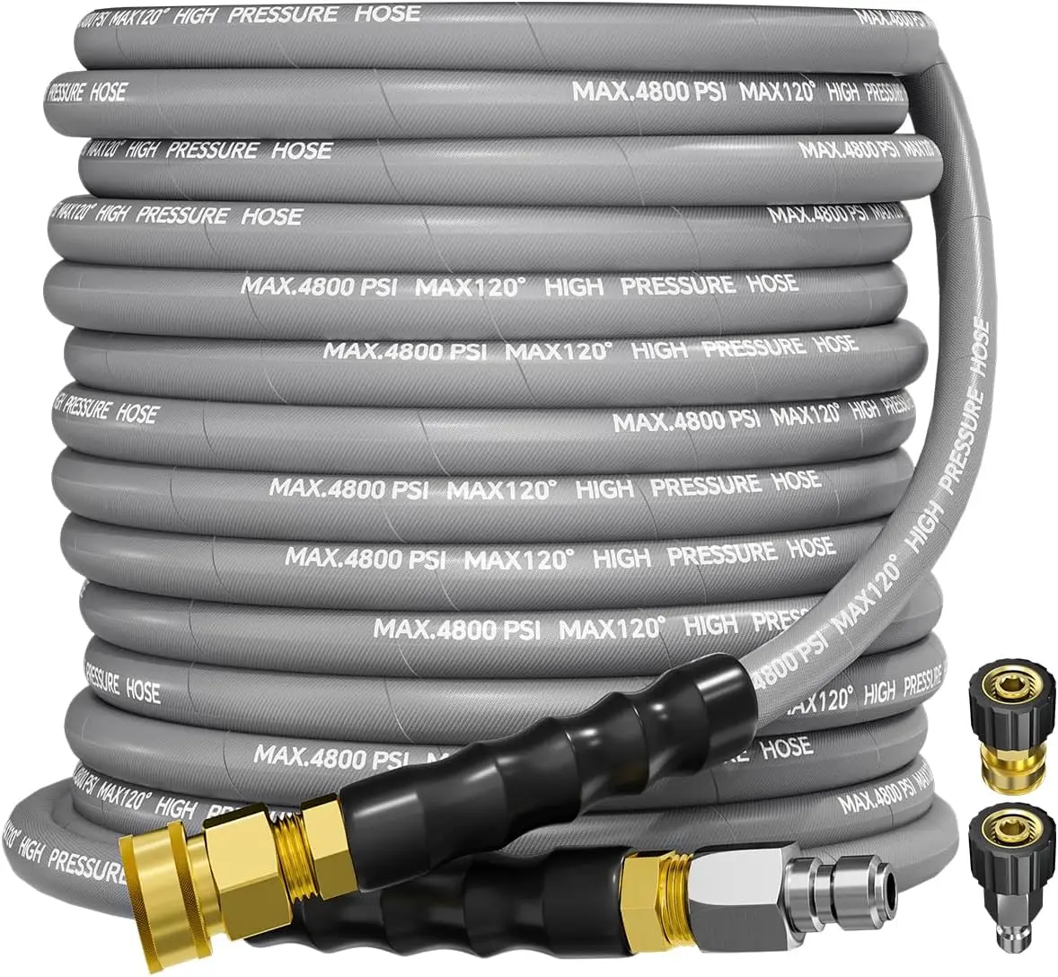 Summervibes POHIR 4800PSI High Pressure Washer Hose, 3/8"-50FT, M22 14mm Adapter, Kink-Resistant Steel Wire Braided, Heavy Duty for Cold/Hot Water Up to 248°F, High Pressure Hose,father'sdaygifts