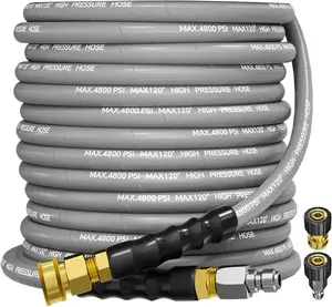 TikTokShopBlackFriday 4800PSI Pressure Washer Hose 3/8"*50FT,for Cold/Hot Water Max 248°F, Kink Resistant Steel Wire Braided,M22 14mm Adapter Heavy Duty
