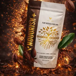 Nourish+ Plant-Based All-In-One Protein Shake Natural Chocolate Flavor Vegan 20g Plant Protein Powdered Dietary Supplement