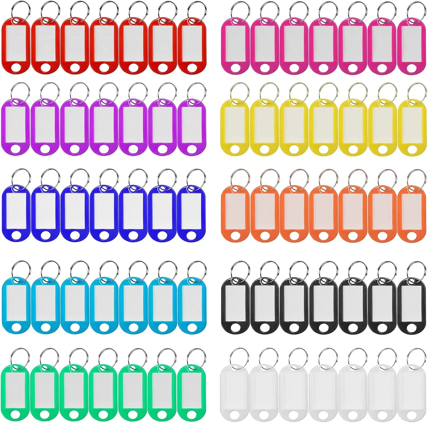 Plastic Key Tags 220 count, Key Labels with Ring and Label Window, Key Chain ID Tags, Key Identifiers for Name, Luggage 10 Colors