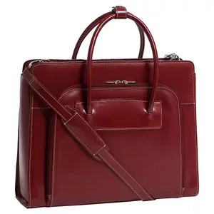 Lake Forest W Series Leather Ladies Briefcase With Removable Sleeve - Red