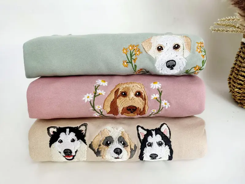 Custom Embroidered Pet From Your Photo Sweatshirt,Personalized Dog Hoodie, Cat Shirt,Custom Pet Cartoon Hoodie,Pet Lover Gift