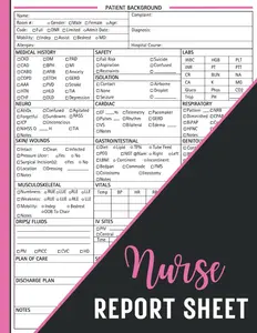 Nurse Report Sheet Notebook Day or Night Shift: Large-Print Patient Care Documentation Record Tracker