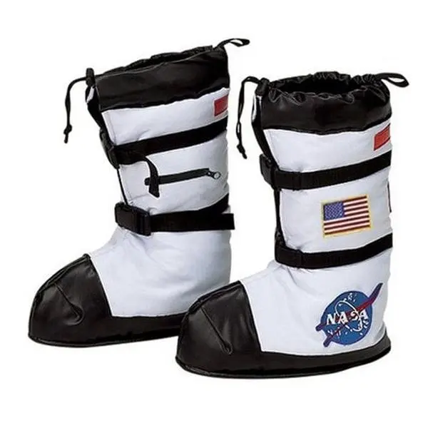 212 MAIN Jr. Astronaut Costume Boots Set, Patched Wear-Over-Shoes with Zipper Comp., Official Looking, Medium Size, Fits Up to 9 in, Full Shoe Cover, Space Theme
