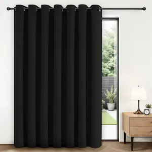 Blackout Patio Sliding Door Curtains 84 Inches Long, Grommet Privacy Room Divider Curtains, Extra Wide Thermal Blackout Drapes for Bedroom Living Room (Black, 100Wx84L, 1 Panel)