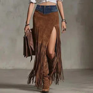 Women's maxi skirt,Boho fringe skirt,High slit skirt,Patchwork bohemian skirt,Western style skirt # Fyp. # viral # foryou # tiktokmademebuyit # makeup # foodtok # homegoods # trendingvideo. # obsessed. # economy