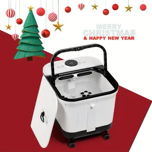 H&B Luxury Heated Foot Spa Massager with Electric Rollers and Shower Function - Odorless, 110-240V, Temperature Control, Timer, LCD Display - Ideal Relaxation Gift for Home, White