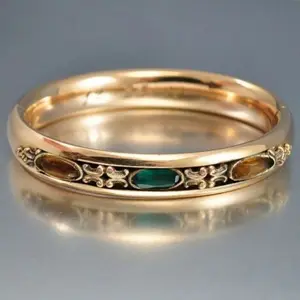 Gold Color Inlay Green Orange Stone Hoop Rings For Women Engagement Birthday Gift Accessories Custom Jewelry