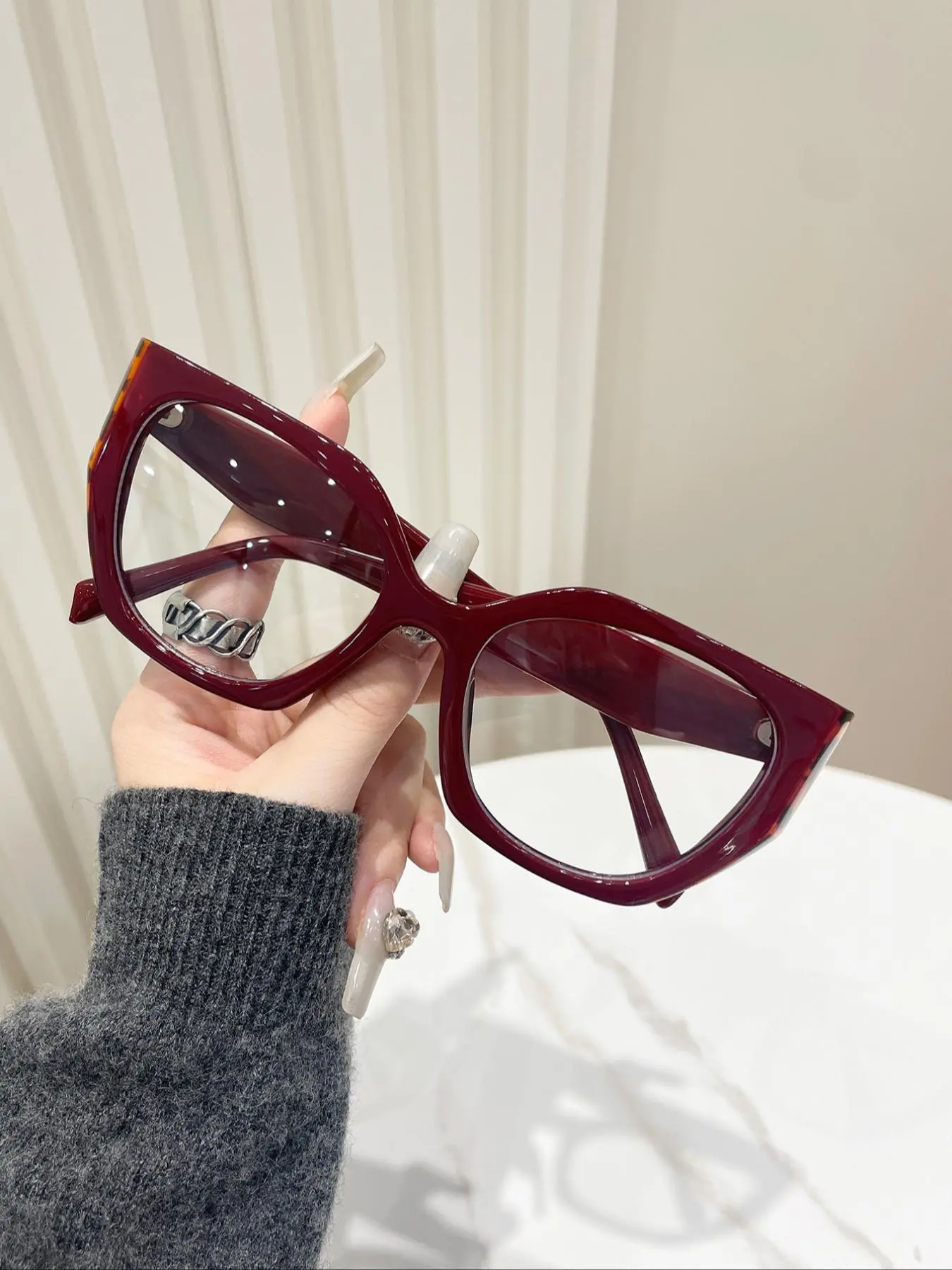 Women's Fashionable Cat Eye Frame Eyeglasses, Trendy Casual Anti-blue Light Eyeglasses for Everyday Use, Fashion Accessories for Outdoor Activities, Trendy Casual Frames, Stylish Glasses, Fashion Eyewear