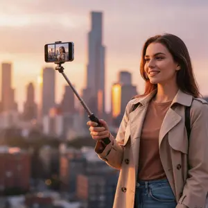 43" Selfie Stick Tripod with Detachable Phone Holder & Wireless Remote - 360° Rotatable Vlog Video Stand for iPhone/Samsung/Android Smartphones/March Madness/Spring Break - Perfect for Content Creators (Black)