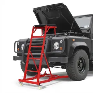 Red 400 LBS Capacity Adjustable Automotive Creeper, 49.2"-68.9" – Locking Wheels & Tool Pouch for Truck, SUV & Garage Repair