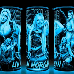 Glow in the Dark Liv Morgan Watch Me Liv Wrestling Fan Cup Mug Tumbler 20oz Stainless Steel Tumbler with Slide Closure Lid, Reusable Plastic Straw, Handmade Design - Drinkware