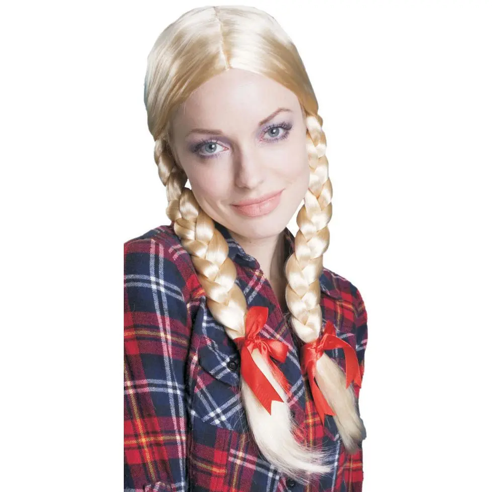 212 MAIN Women's Synthetic Costume Wig (Model 258) - Female Blond Pigtails Design, Bra-Friendly Styling, Ideal for Halloween