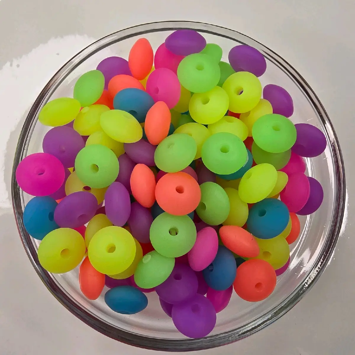12mm Silicone Lentil Spacers Assorted Colors 50 Pieces for Bead Making Decorative Beads