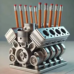 New Pen Holder with V8 Engine Design, Stylish Desk Organizer, Desk Storage Organizer, Unique Office Decor Item, Perfect Gift for Car Enthusiasts