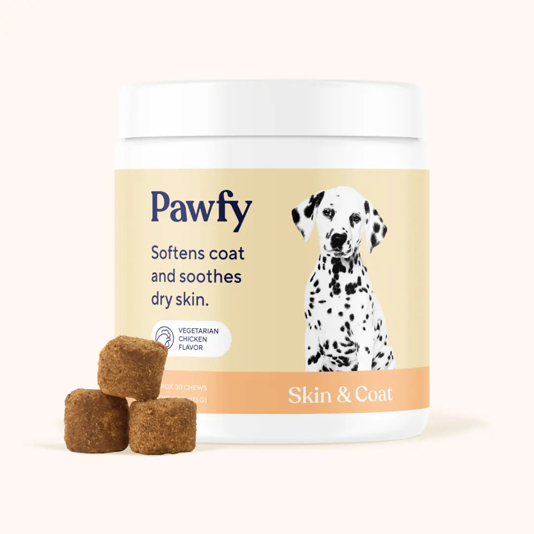 Pawfy Skin & Coat Chews for Dogs (Chicken Flavor) - Healthy Lustrous Coat & Itch-Free Skin