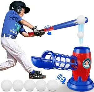 Kids Electronic Baseball Pitching Machine - Auth Pitching Machine with 5 Plastic Baseballs Included -Ages 3+ Perfect Holiday Gift