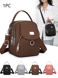 Casual  light  simple shoulder bag, fashionable multi-layer zipper design daily commuter shoulder bag, niche design is light and versatile, multi-color trend is optional, and personality is suitable for shopping and dating, Crossbody Shoulder Purses
