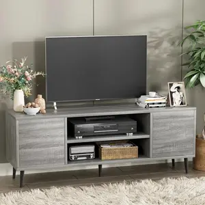 TV Stand for 65 Inch TV, Modern Entertainment Center with Storage Cabinet and Open Shelves, Media Console for Living Room Bedroom Office, Entertainment Tv Stand