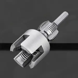 3-in-1 double-ended pipe threading tool, suitable for 1/2-inch and 3/4-inch faucet pipes - internal/external cutting drill adapter, durable metal construction, ideal for professional plumbers and machine shop tools.