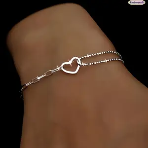 Unisex Minimalist Stainless Steel Link Bracelet - Bracelets for Women, Elegant Fashion Accessory for Daily Wear, Thoughtful Gift for Loved Ones