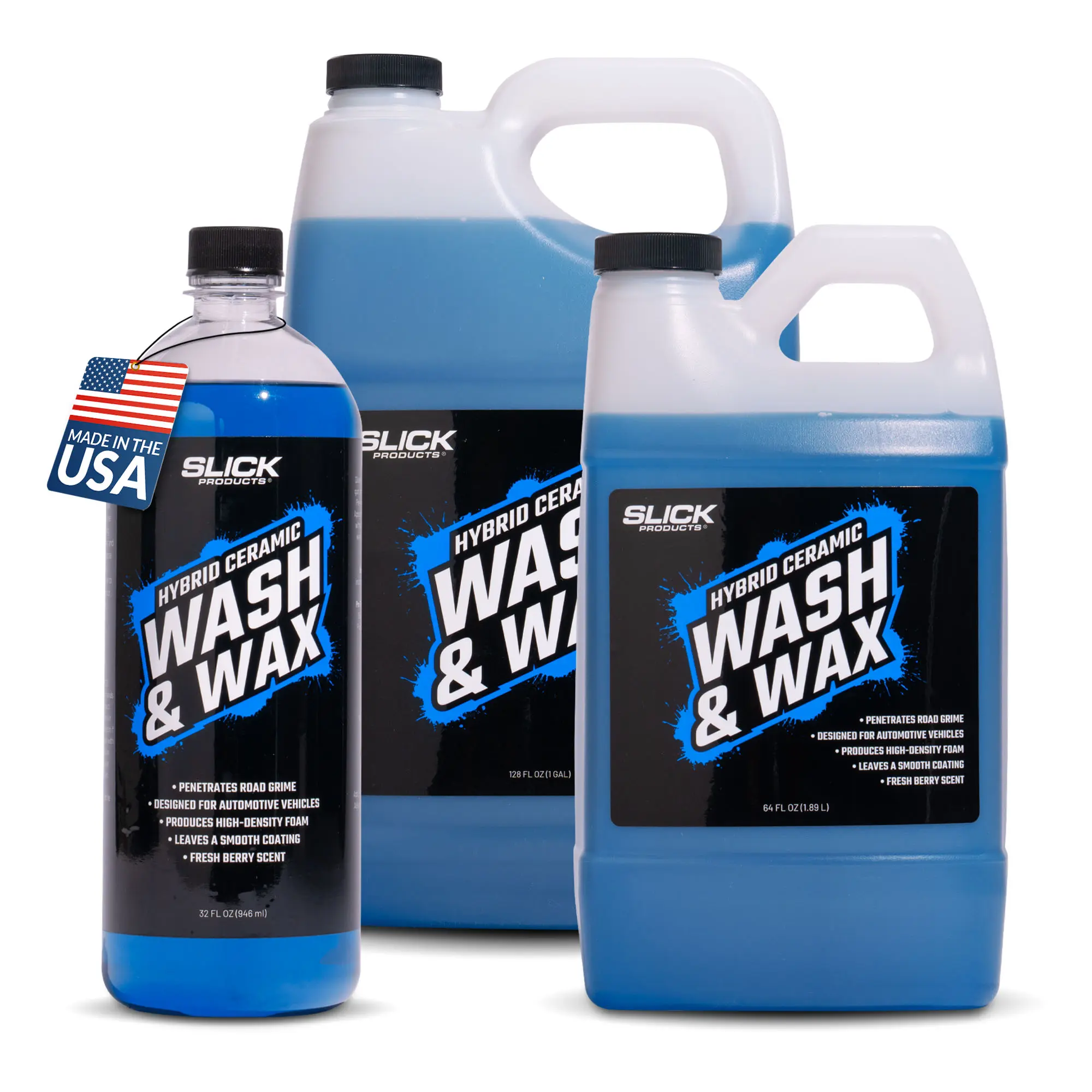 Slick Products Hybrid Ceramic Wash & Wax Super Concentrate – Extra Thick Foaming Car Shampoo & Motorcycle Wash Soap with Wax Protection – Perfect for Foam Cannon - 32 oz.
