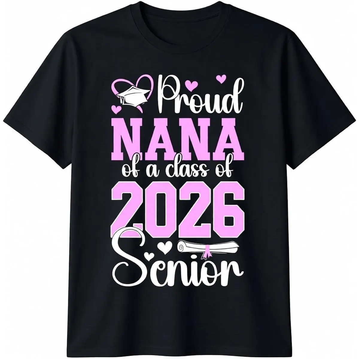 Women's 100% Cotton-Spandex Seamless Slimming T-Shirt - Proud Nana of Class of 2026 Graduate, Smooth Fabric, Casual Outfits for Jeans/Skirt, Senior Streetwear
