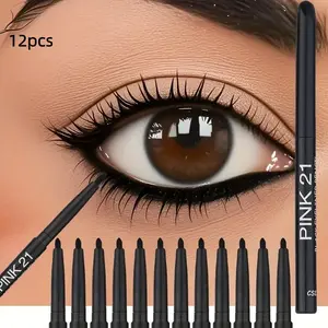 12pcs cost-effective, Makeup, stock up on eyeliner pencils, smudge-proof and stain-resistant, smooth and long-lasting, quick-drying, easy to apply, effortlessly create precise eyeliner looks, suitable for all skin tones, a must-have for beginner